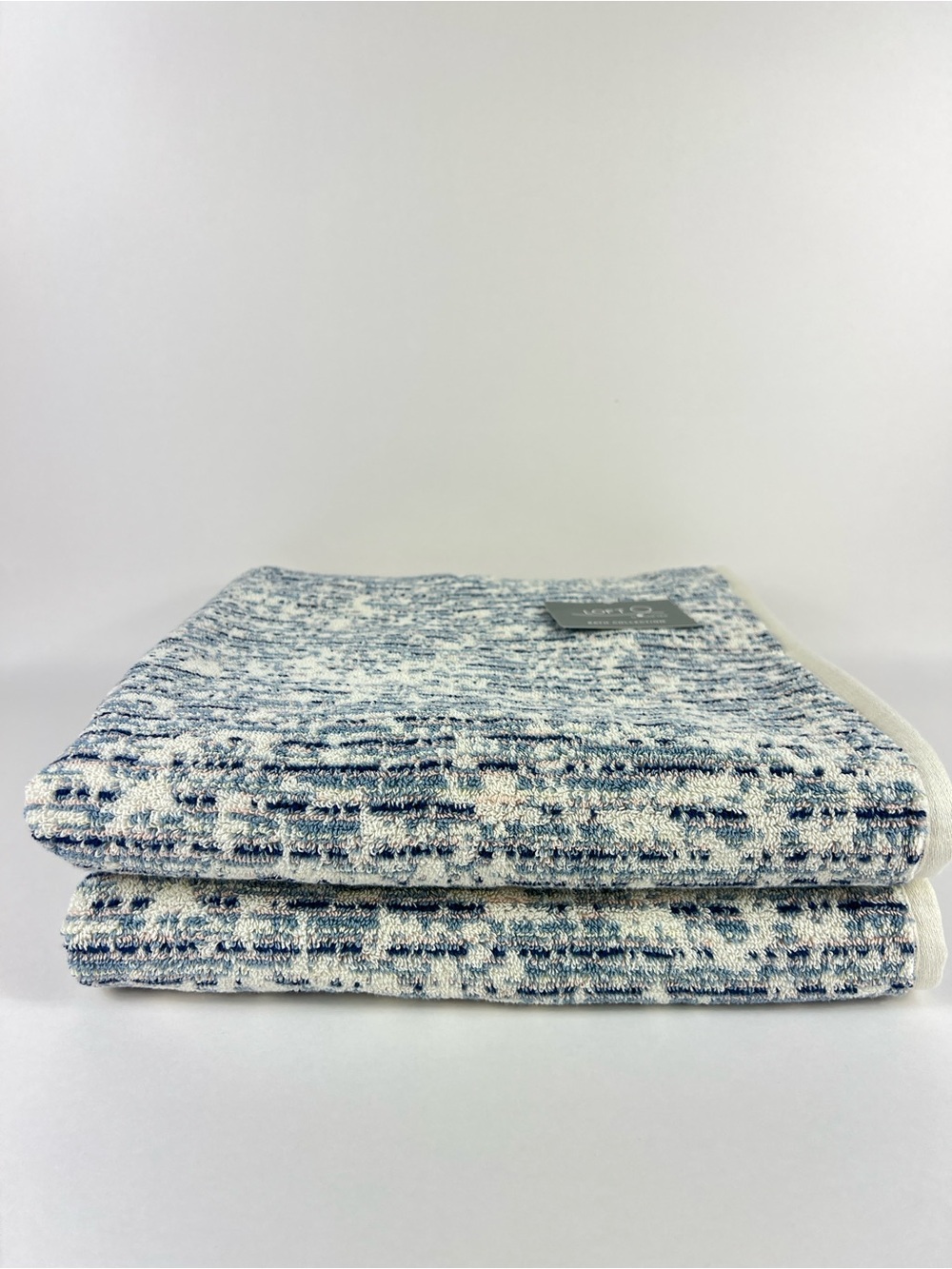 Loft by Loftex Bath Towel Set Blue Cream Blush Pink Soft 100% Cotton 2 Pc NEW
